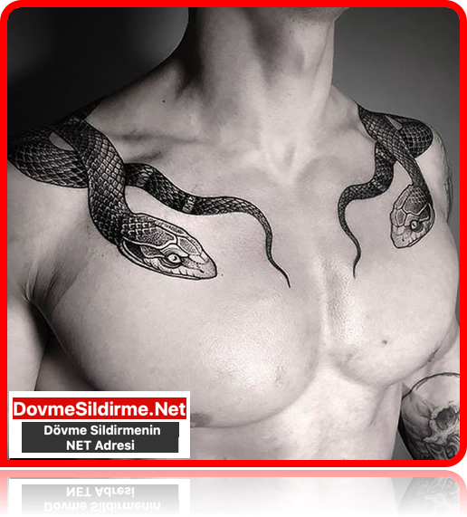 erkek göğüs üstü yılan dövmesi modelleri